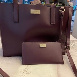 Kate spade plum tote with matching wallet